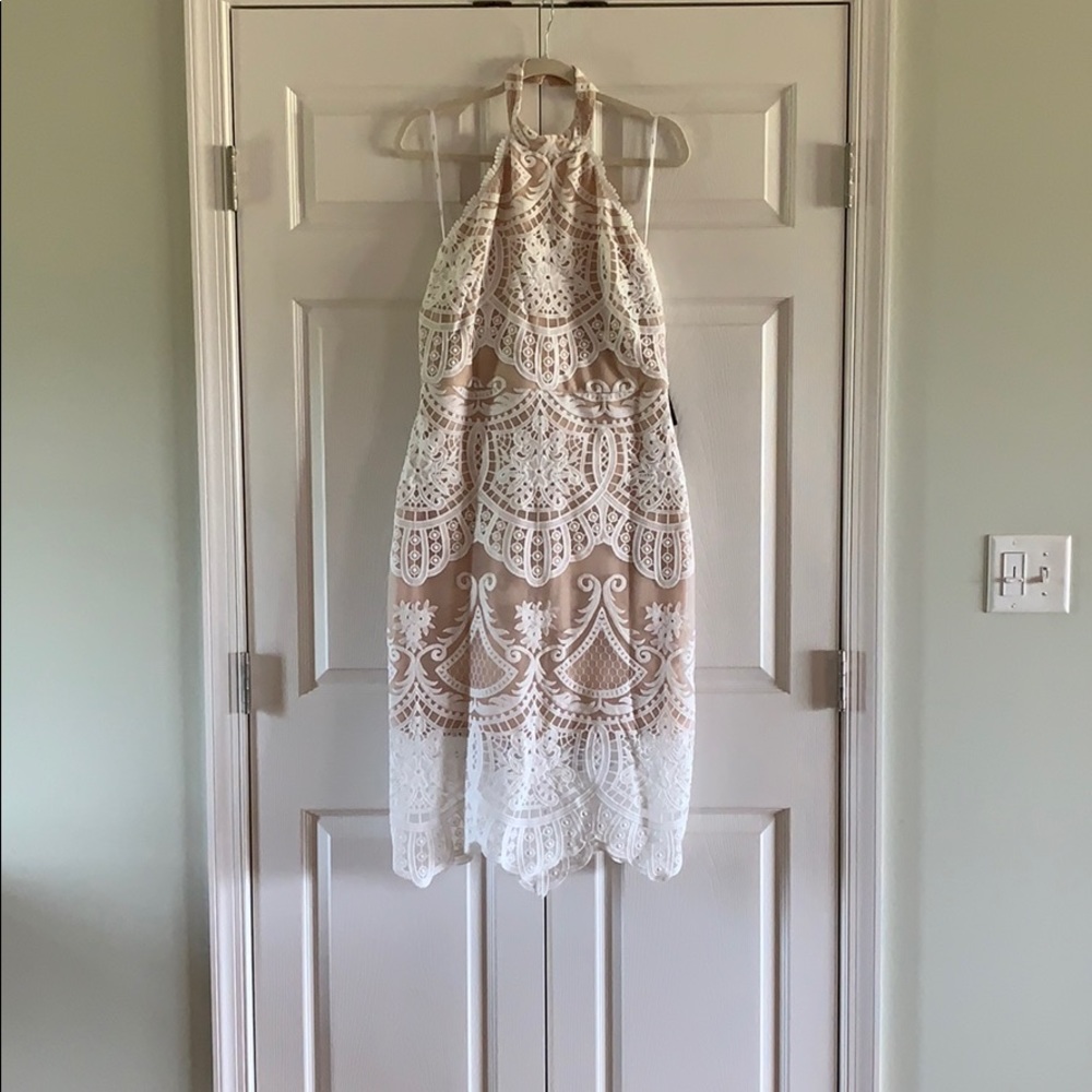 Lulus White Lace Halter Dress
